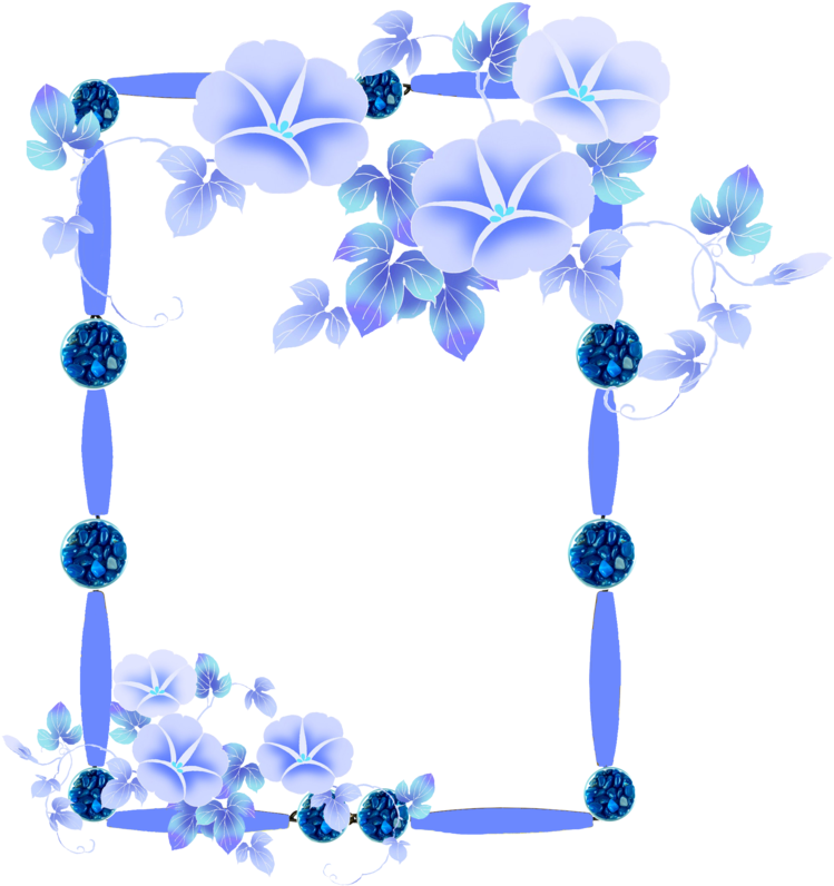 Blue Morning Glory Floral Frame PNG