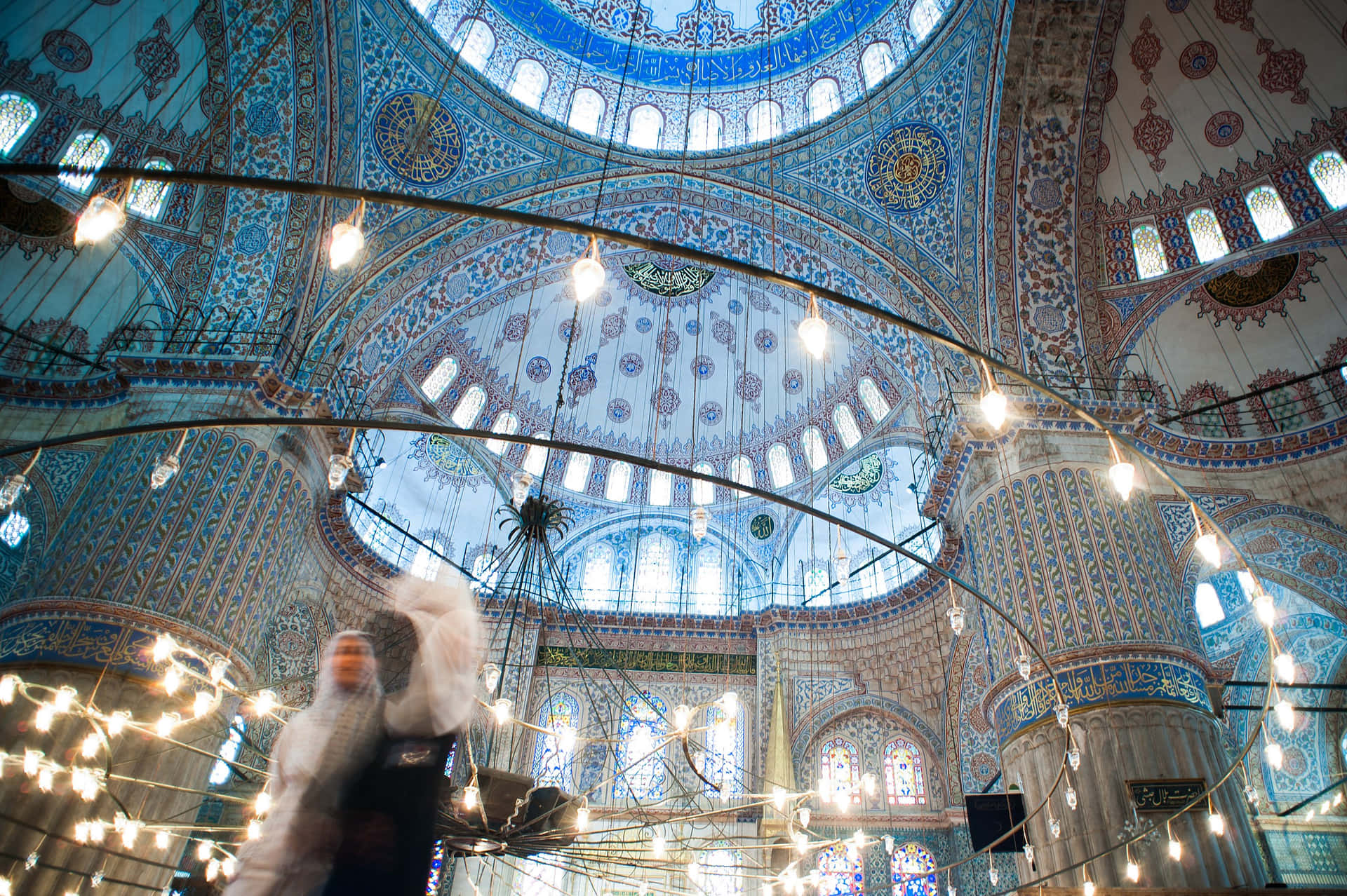 Cúpulainterior Del Interior De La Mezquita Azul Fondo de pantalla