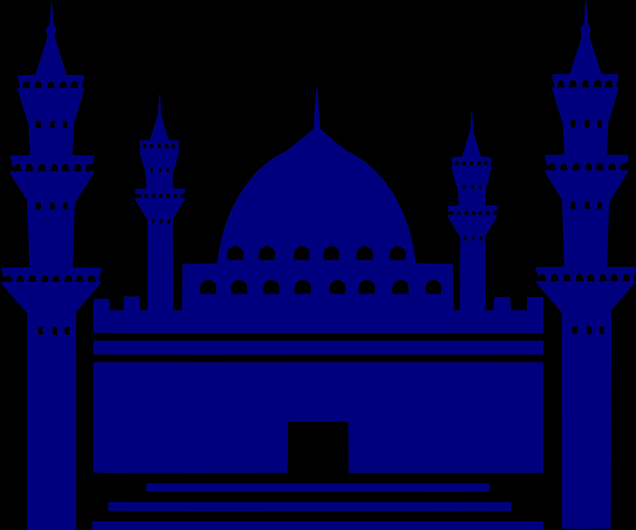 Blue Mosque Silhouette Graphic PNG