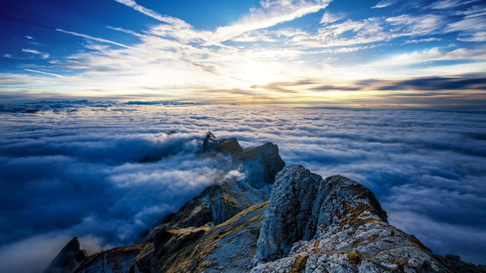 Blue Mountain Above The Clouds Wallpaper