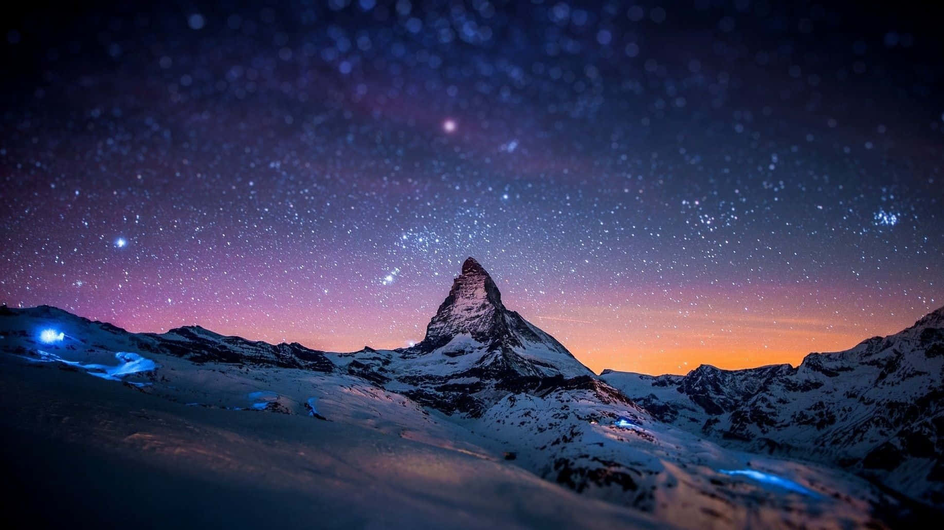 Blue Mountain Under A Galaxy Wallpaper