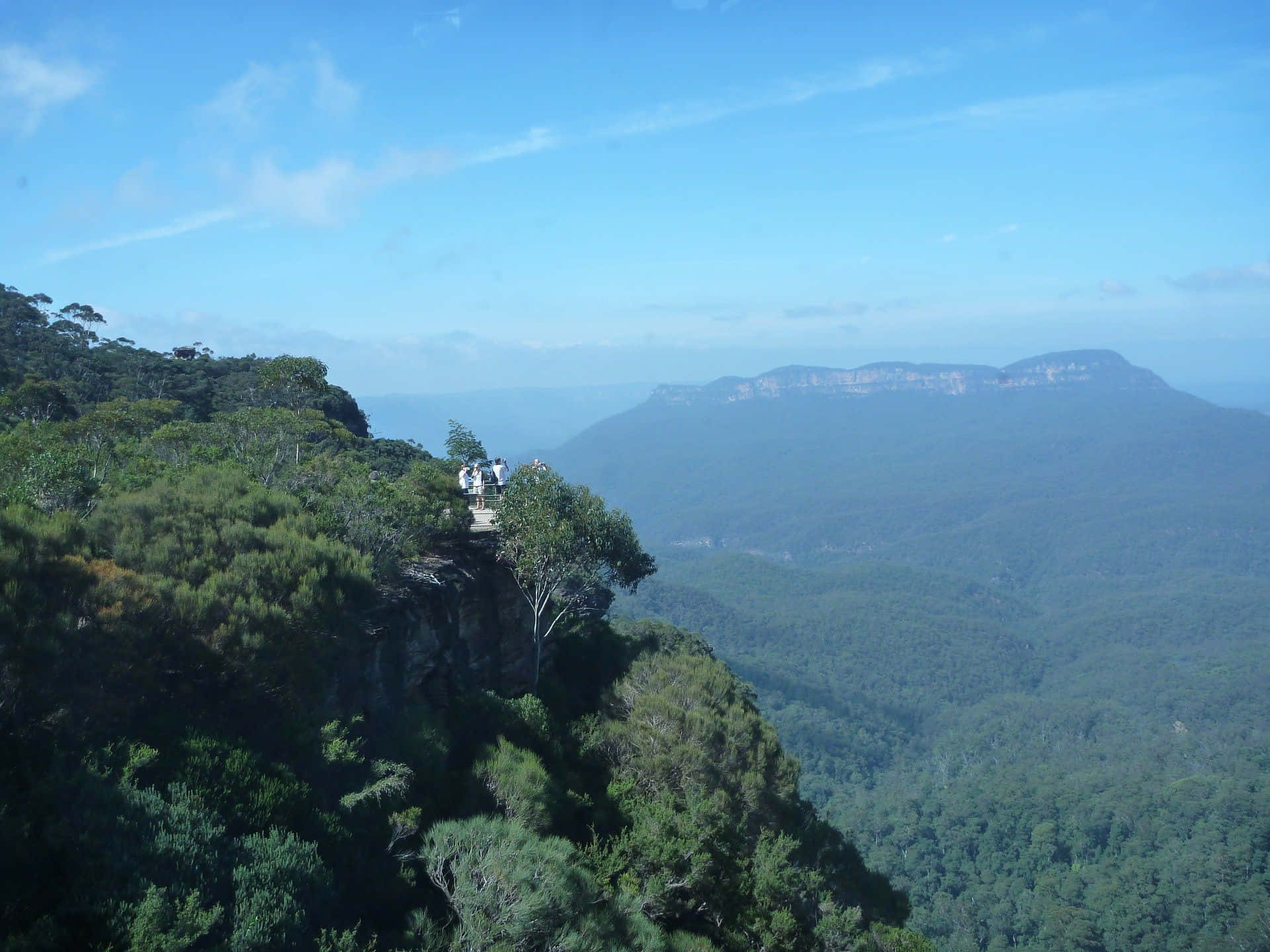 Hiking through the scenic Blue Mountains National Park Wallpaper