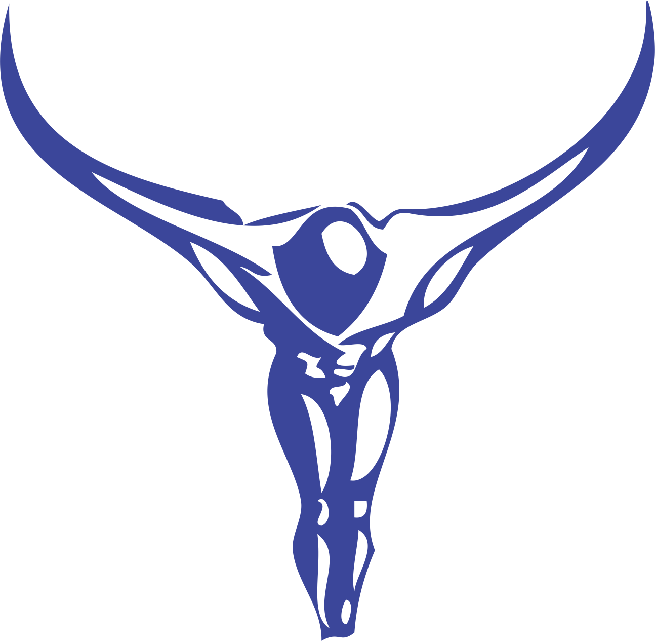 Blue Muscular Bull Logo PNG