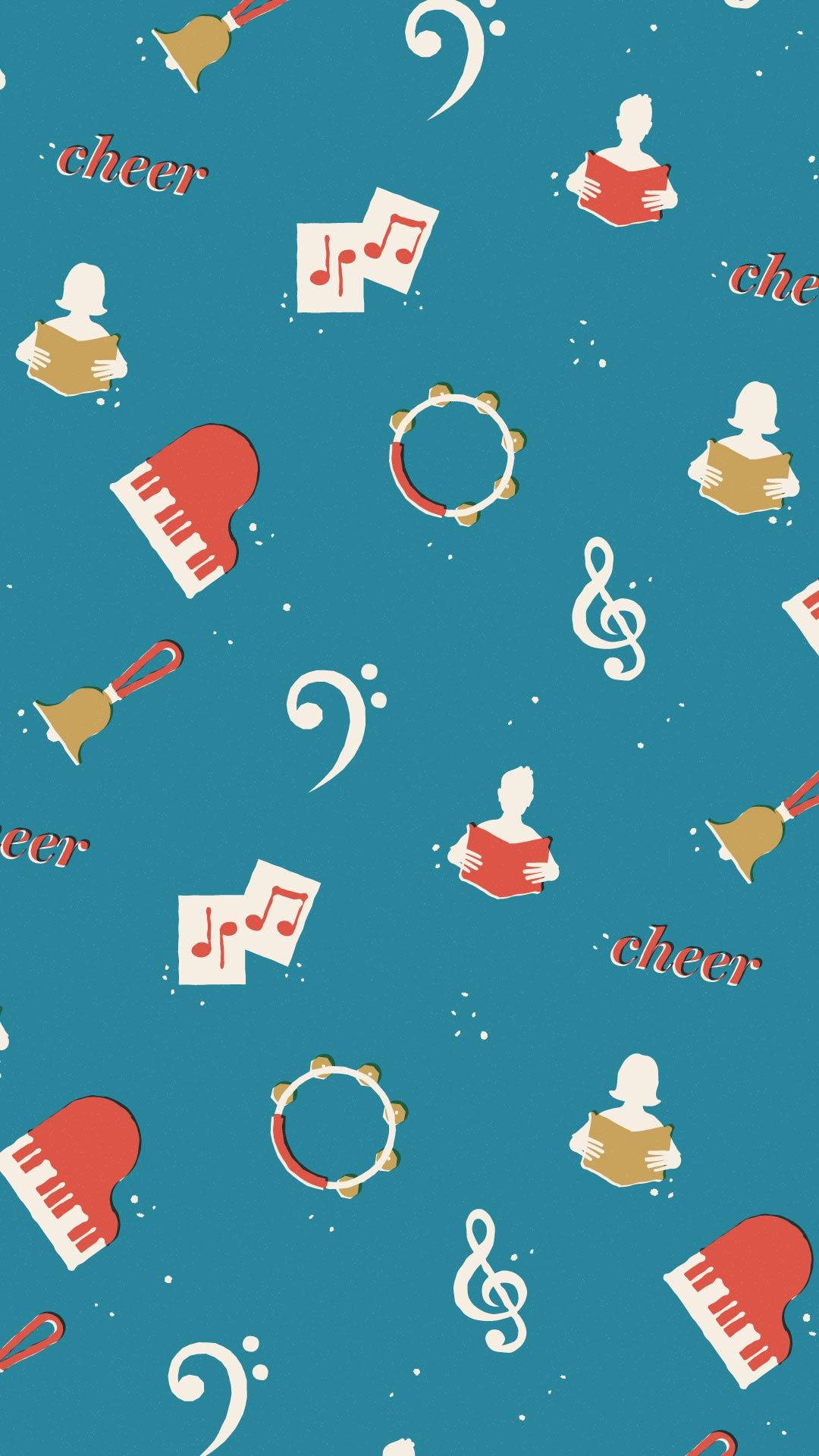Blue Musical Christmas Festive Illustration Wallpaper