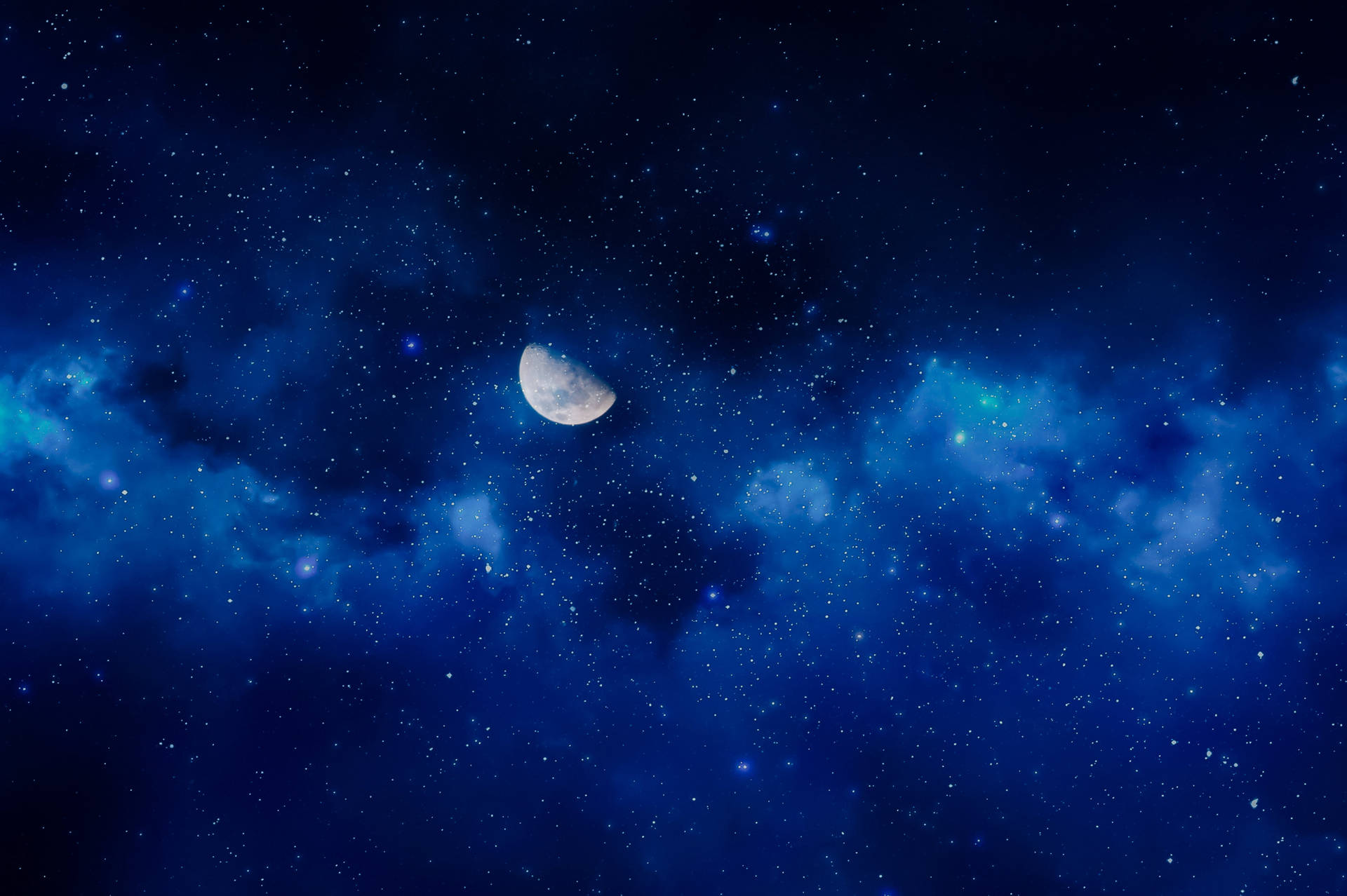 Blue Nebula-like Sky Moonlight 4k Wallpaper