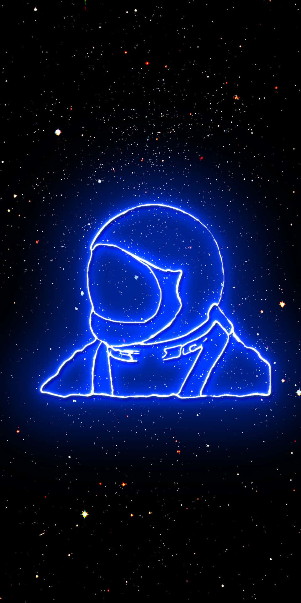 Blue Neon Astronaut Wallpaper