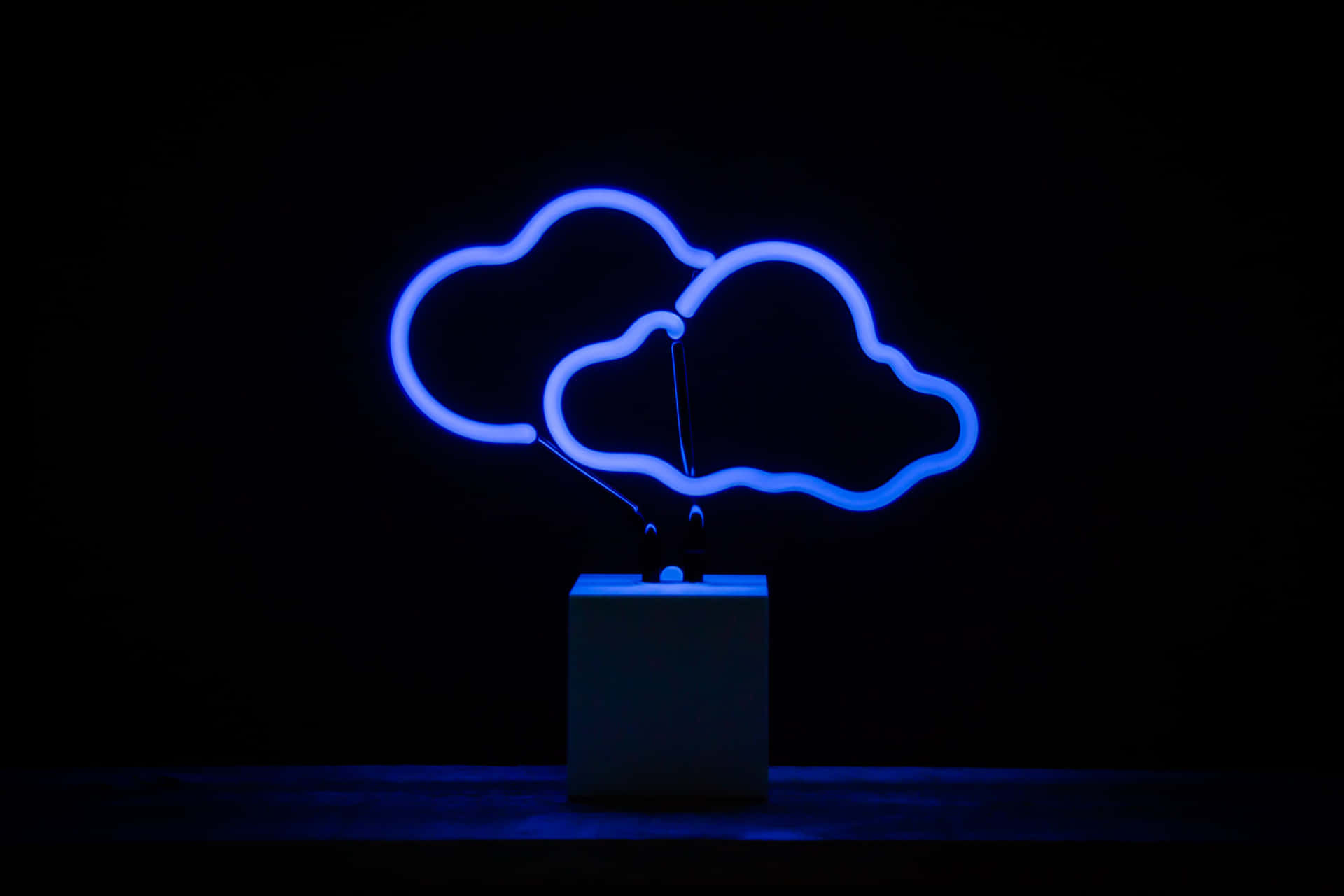 Blue Neon Cloud Sculpture Wallpaper