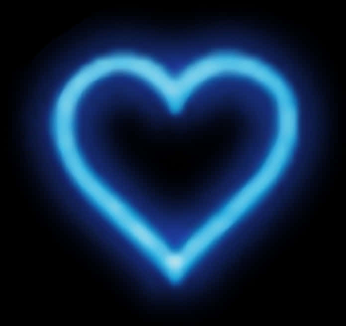 Blue Neon Glowing Heart PNG