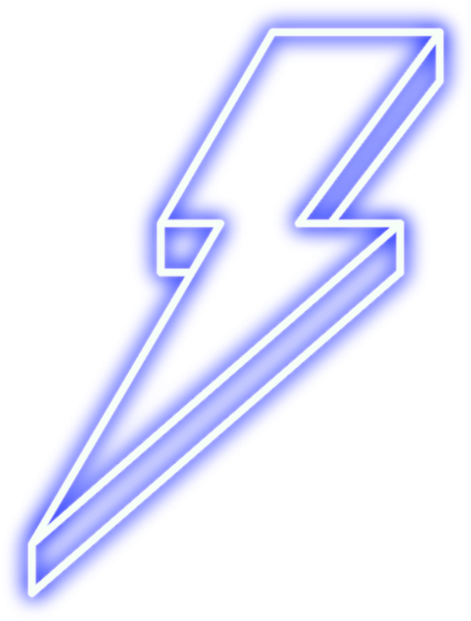 Blue Neon Lightning Bolt PNG