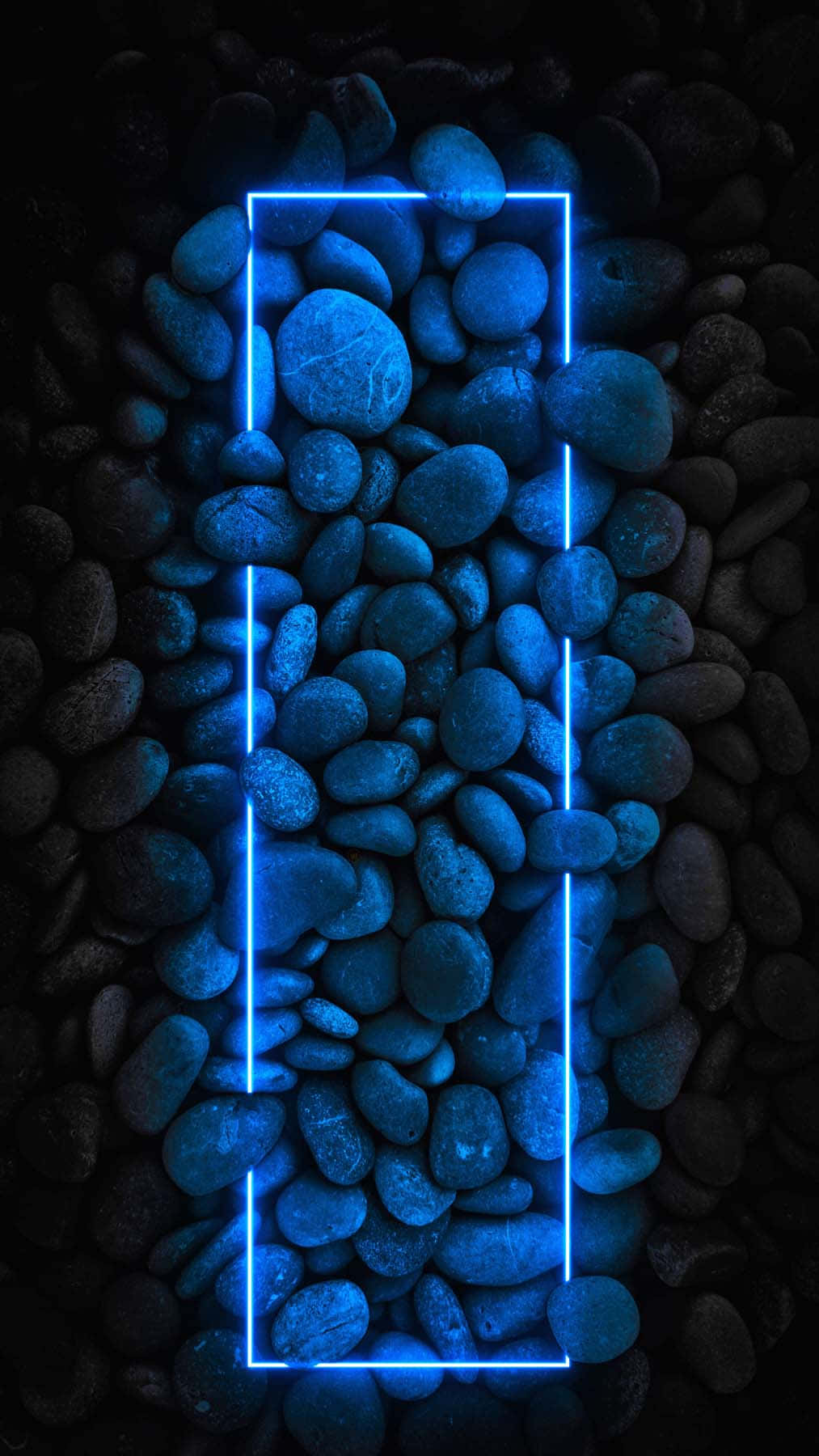 Brillantesletreros De Neón Azul Iluminan La Noche. Fondo de pantalla
