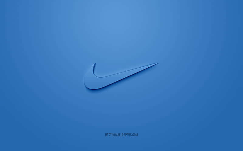 Detikoniske Blå Nike-logo På En Hvid Baggrund. Wallpaper