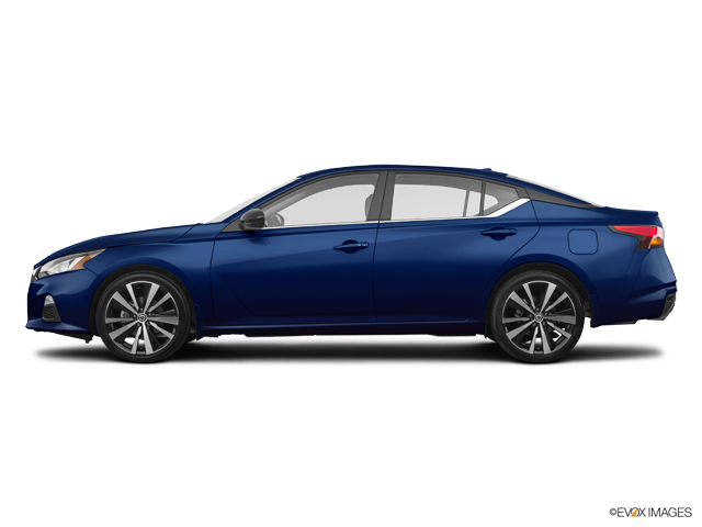 Blue Nissan Sedan Side View PNG