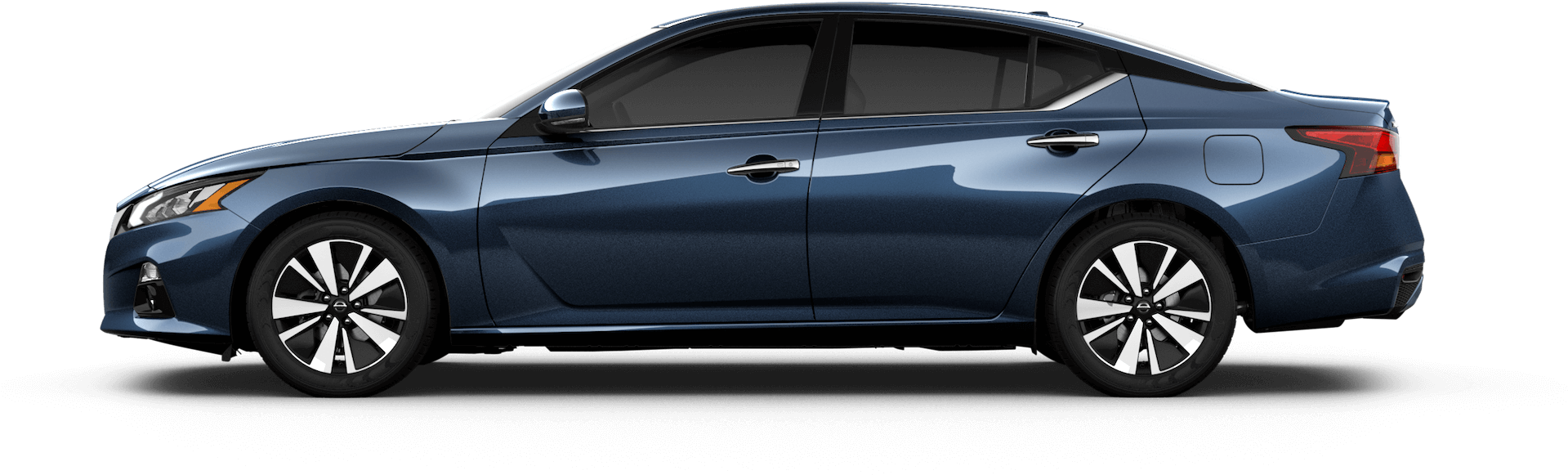 Blue Nissan Sedan Side View PNG