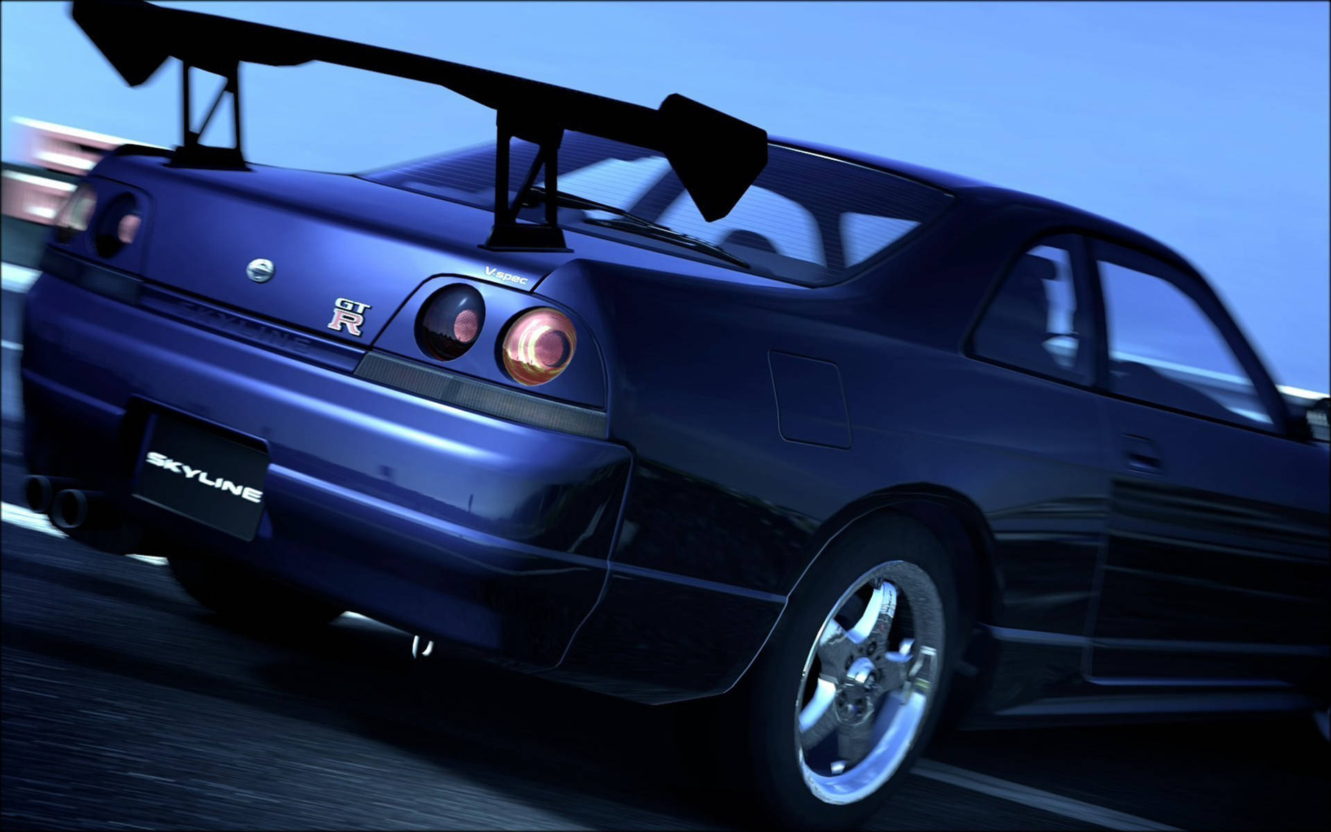 Blue Nissan Skyline Gtr R33 Rear Wallpaper