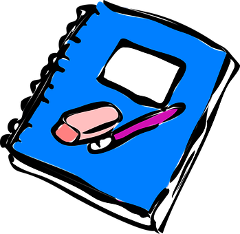 Blue Notebook Eraserand Pencil PNG