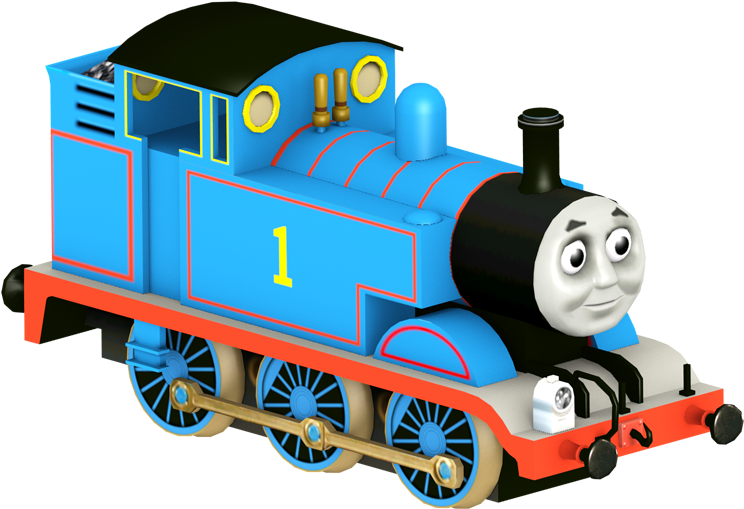 Blue Number One Train Cartoon Character PNG
