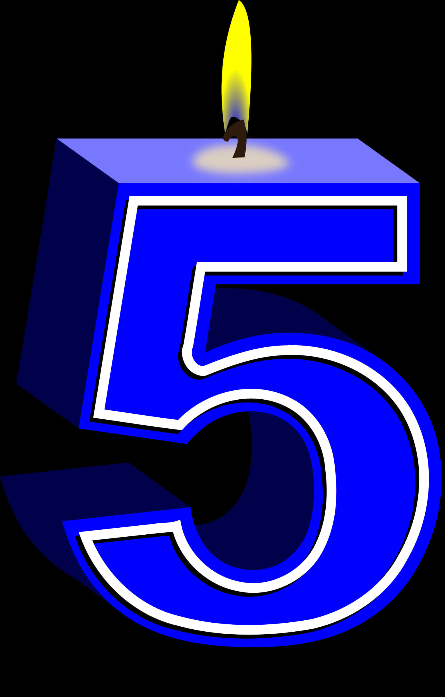 Blue Number5 Birthday Candle PNG