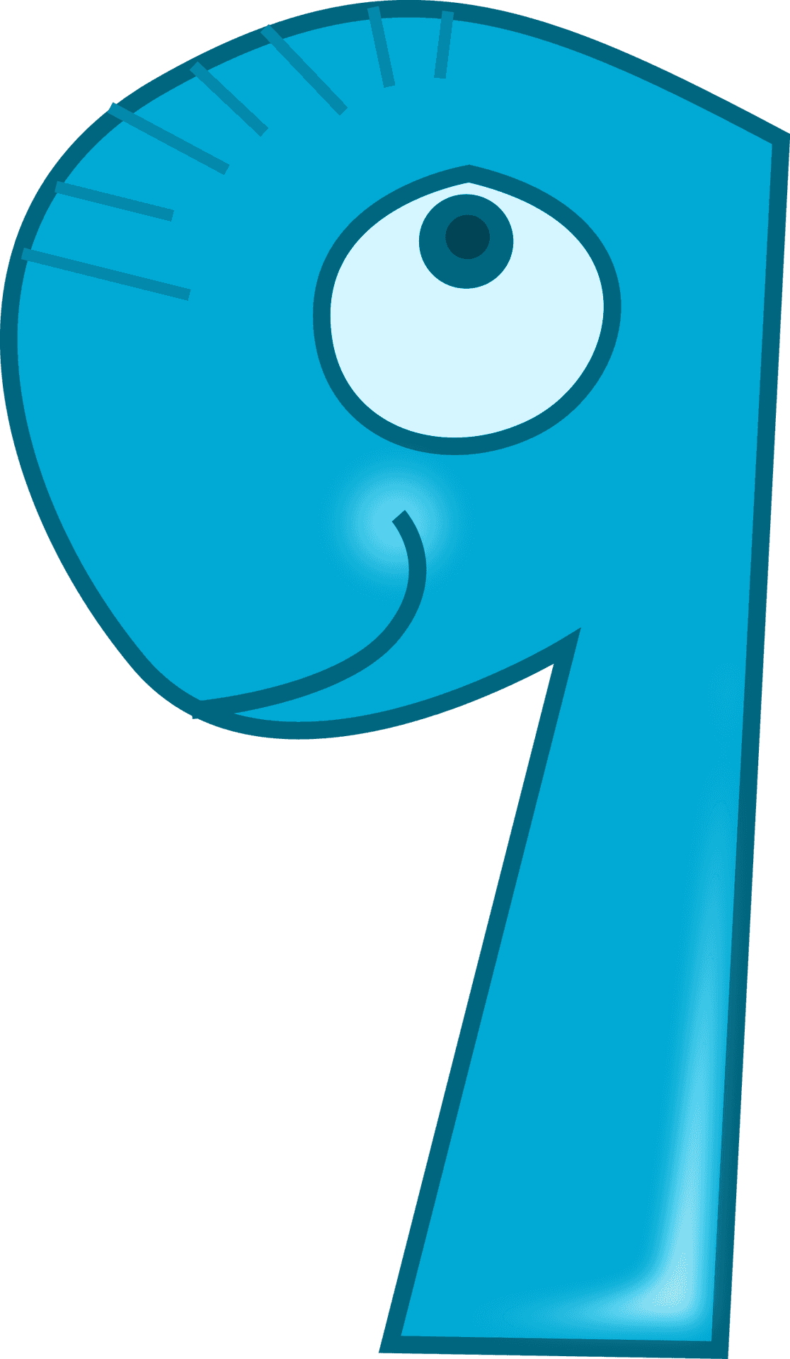 Blue Number9 Cartoon Character PNG
