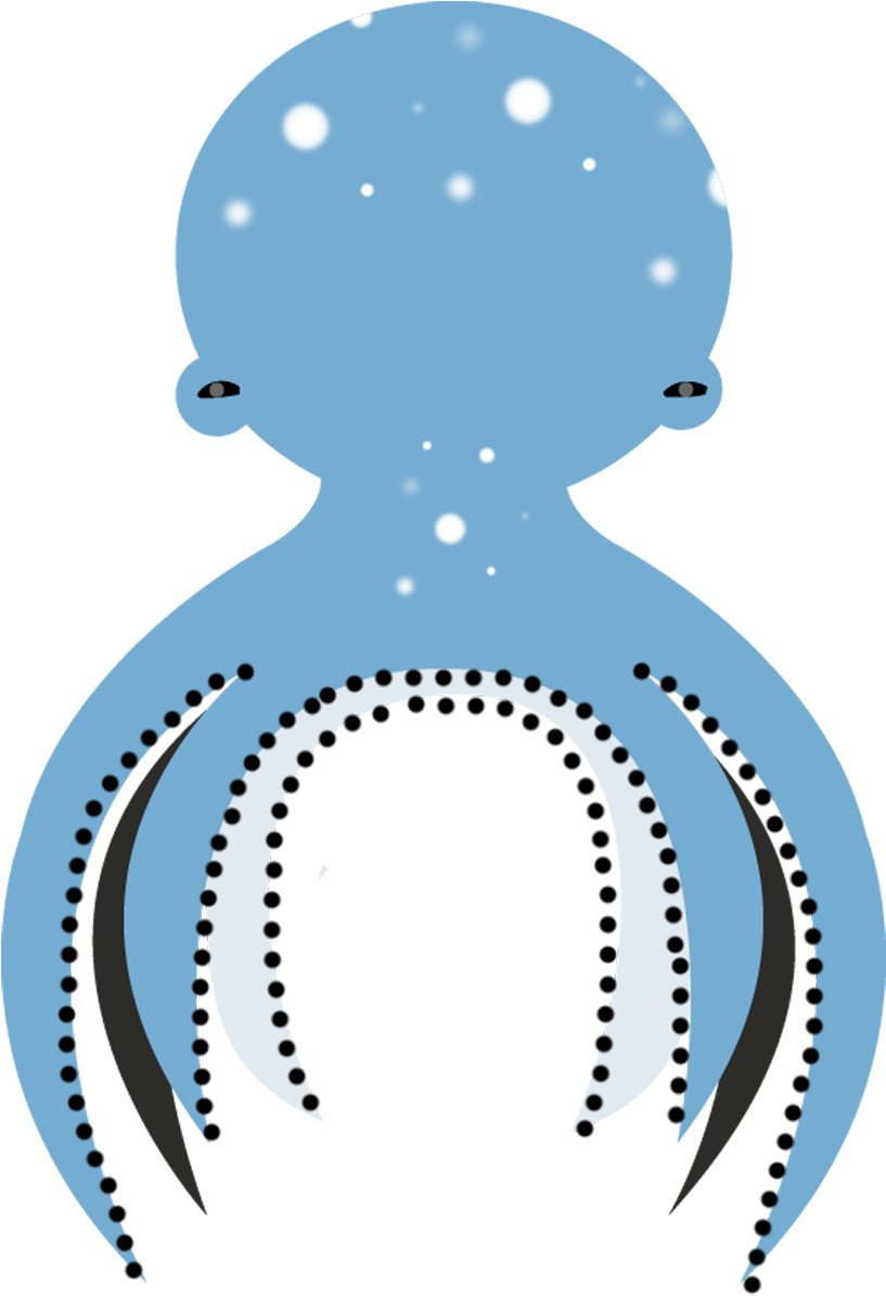 Blue Octopus Cartoon Illustration PNG