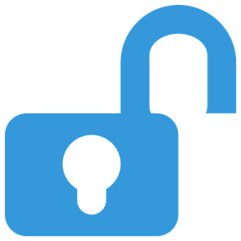Blue Open Padlock Icon PNG