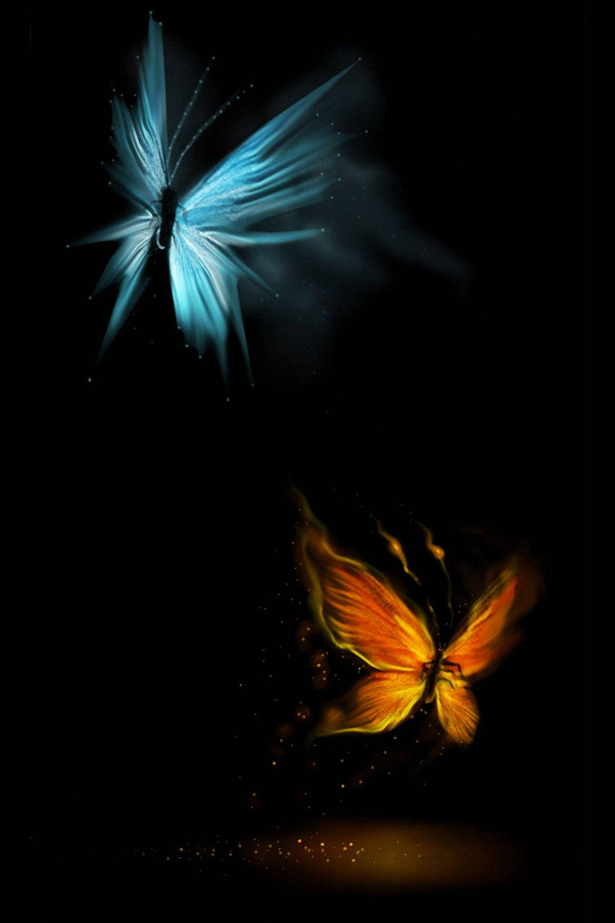 Blue Orange Butterflies 3d Android Phone Wallpaper