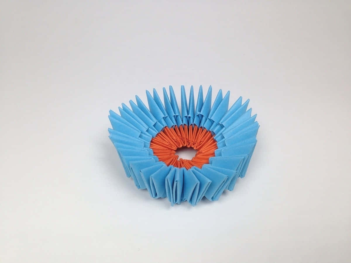 Blue Orange Origami Wreath Wallpaper