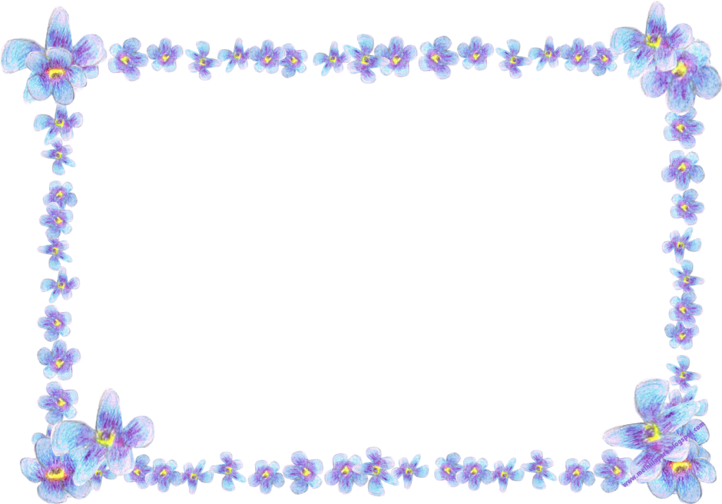 Blue Orchid Flower Border Design PNG