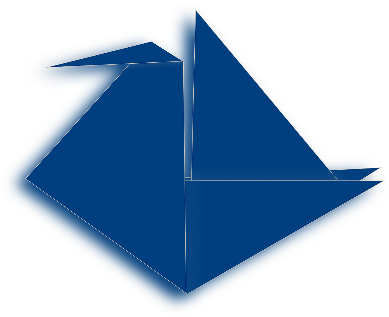 Blue Origami Bird Outline PNG