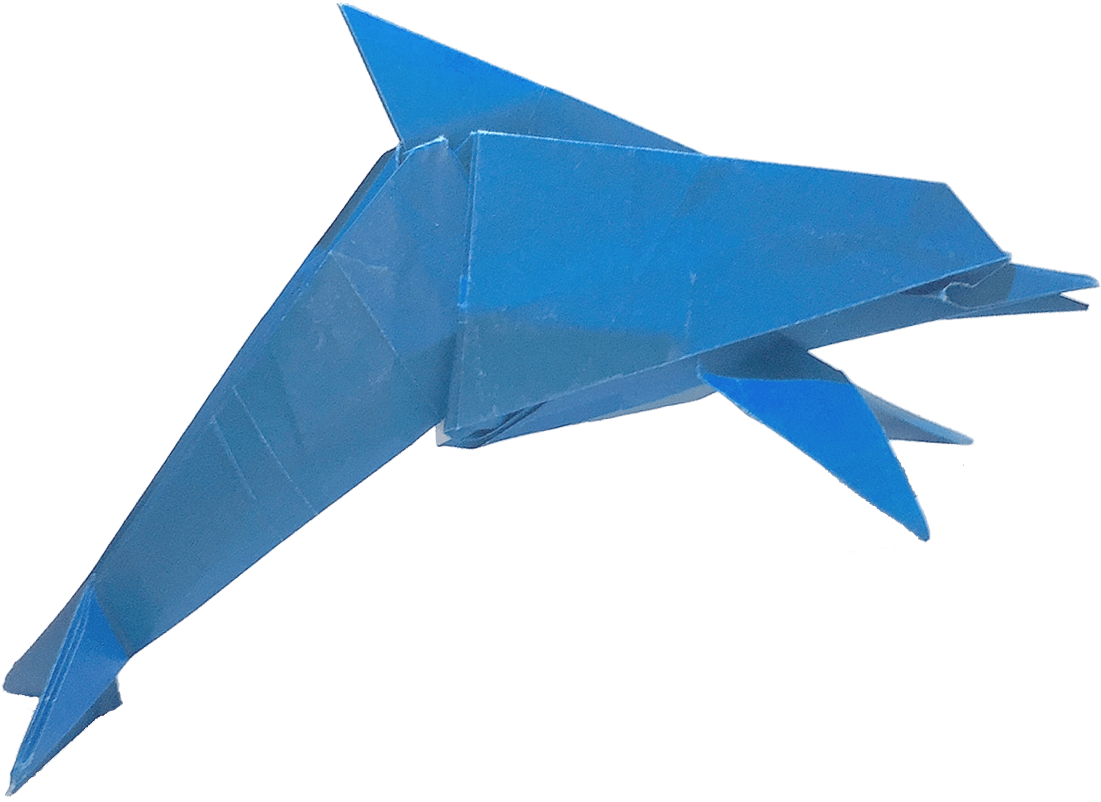 Blue Origami Dolphin PNG
