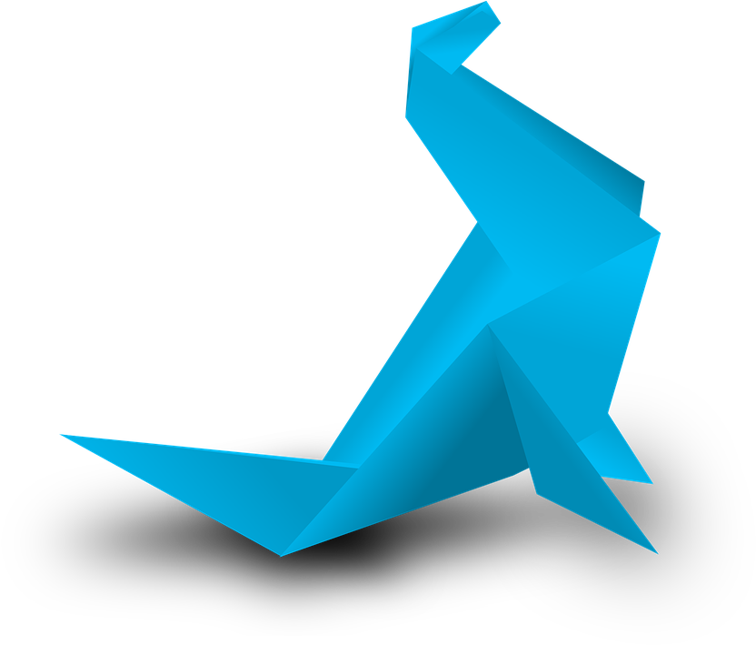 Blue Origami Kangaroo PNG