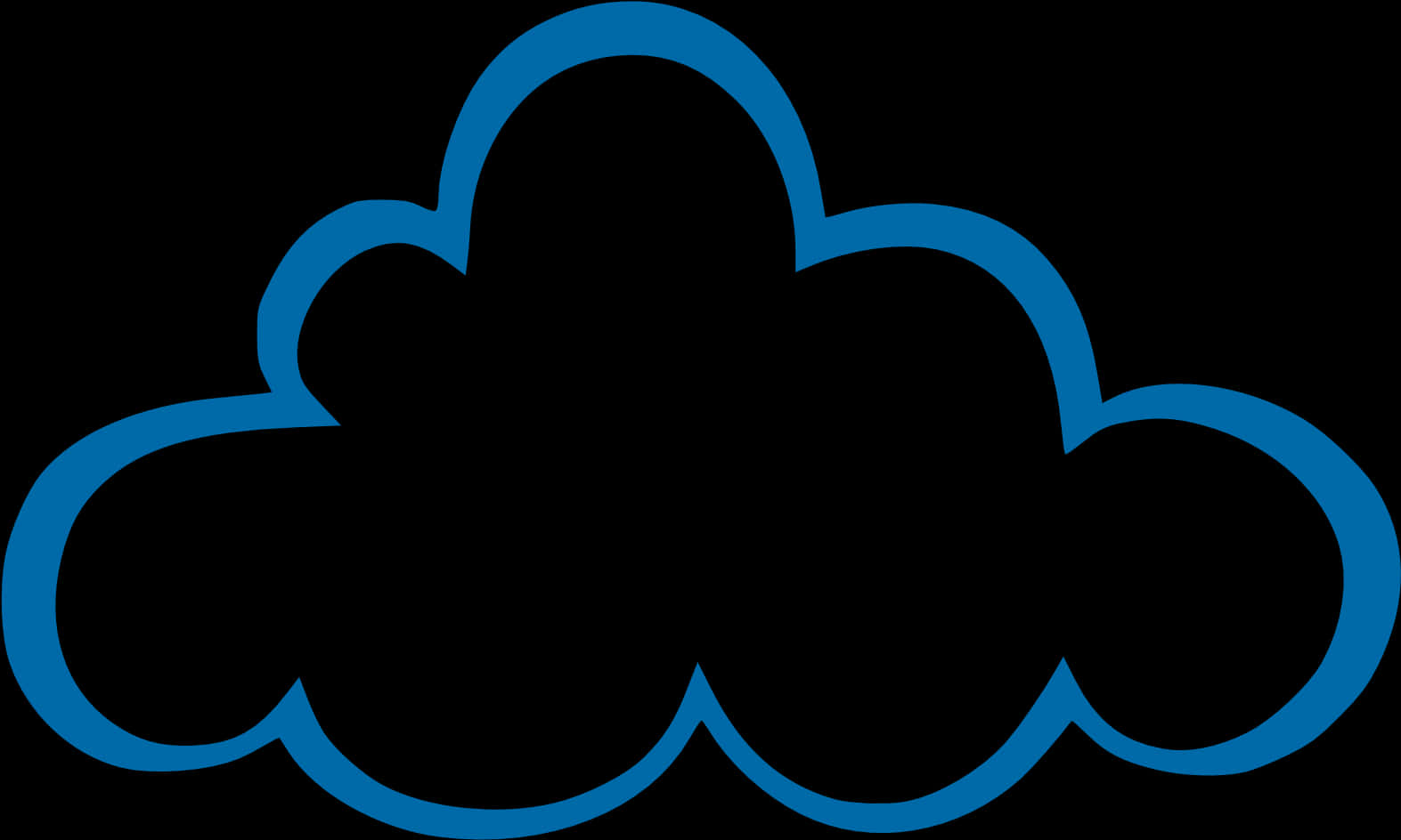 Blue Outlined Cloud Graphic PNG