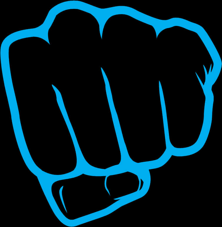 Blue Outlined Fist Illustration PNG