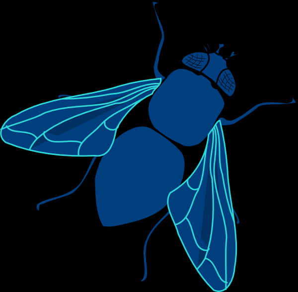 Blue Outlined Fly Illustration PNG