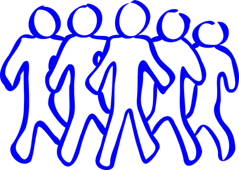 Blue Outlined People Chain PNG