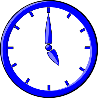 Blue Outlined Simple Clock PNG