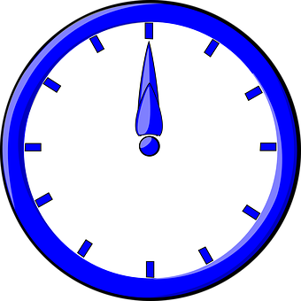 Blue Outlined Simple Clock PNG