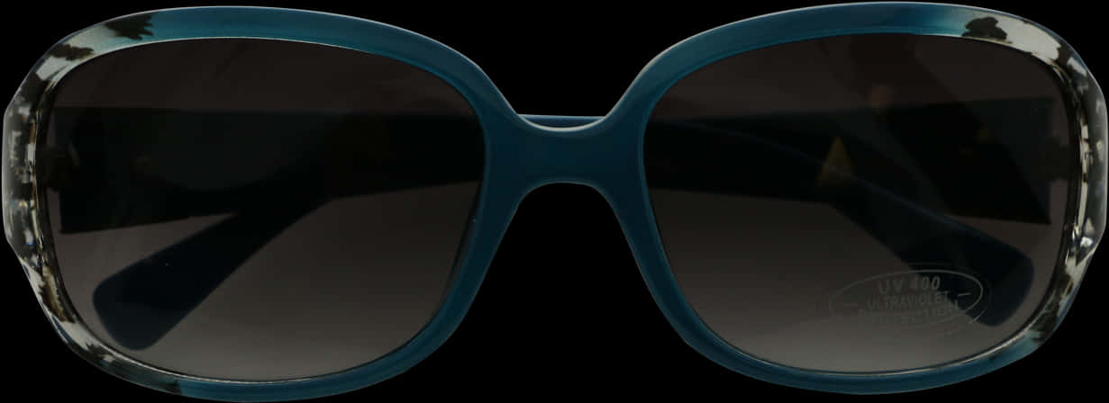 Blue Oversized Sunglasses Black Background PNG