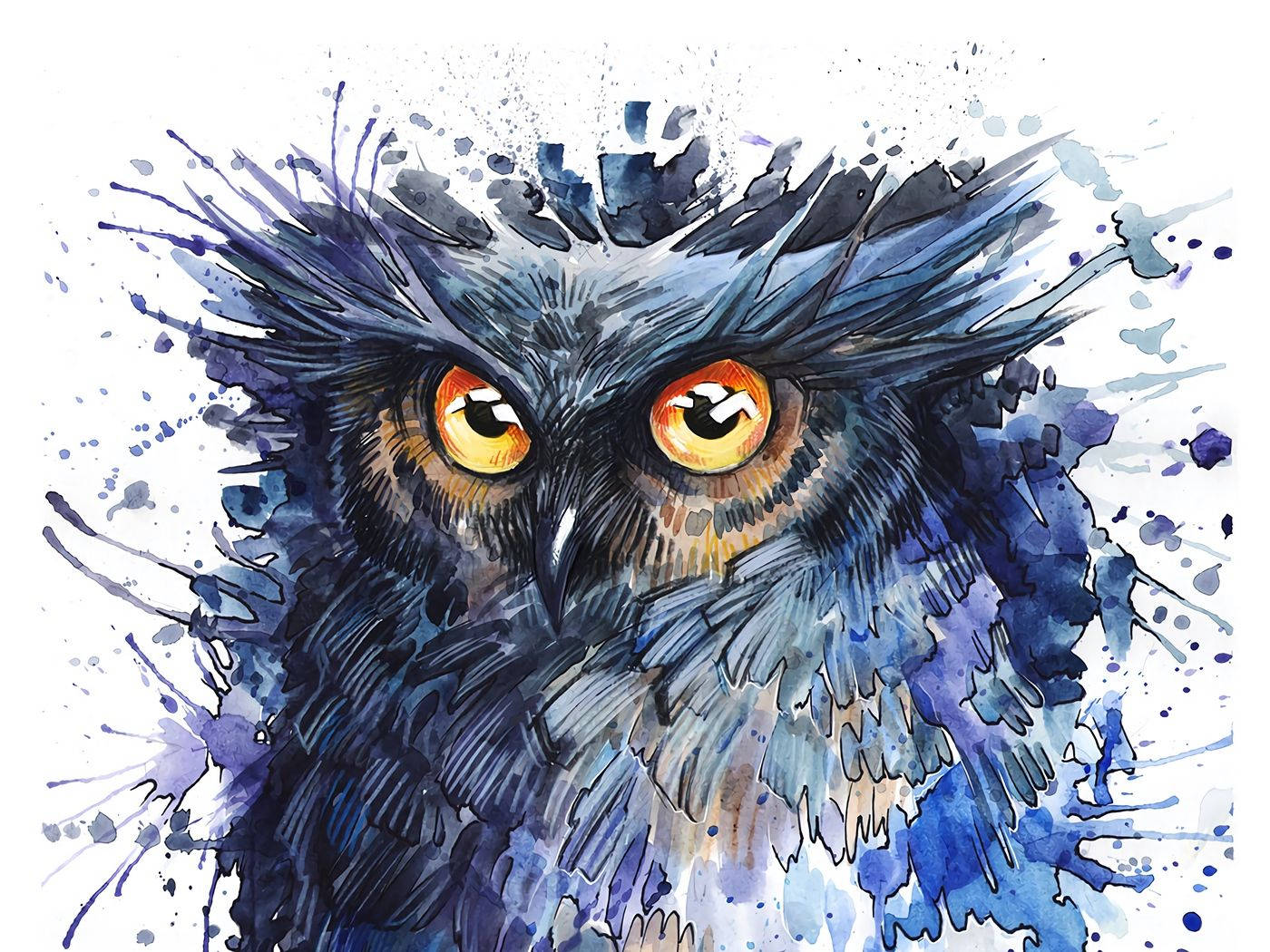 Blue Owl Digital Artwork Wallpaper