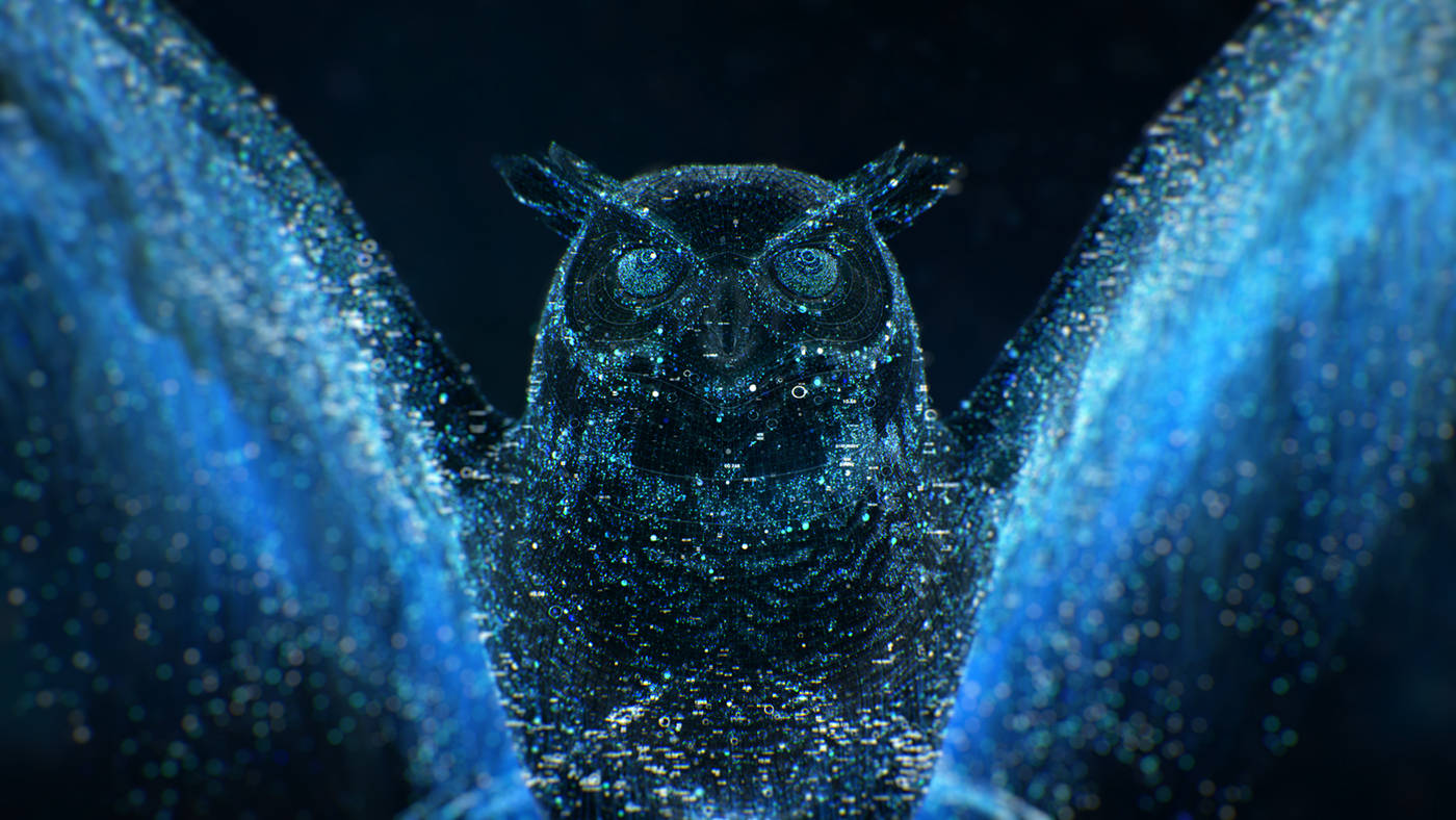 Blue Owl Glass Wallpaper