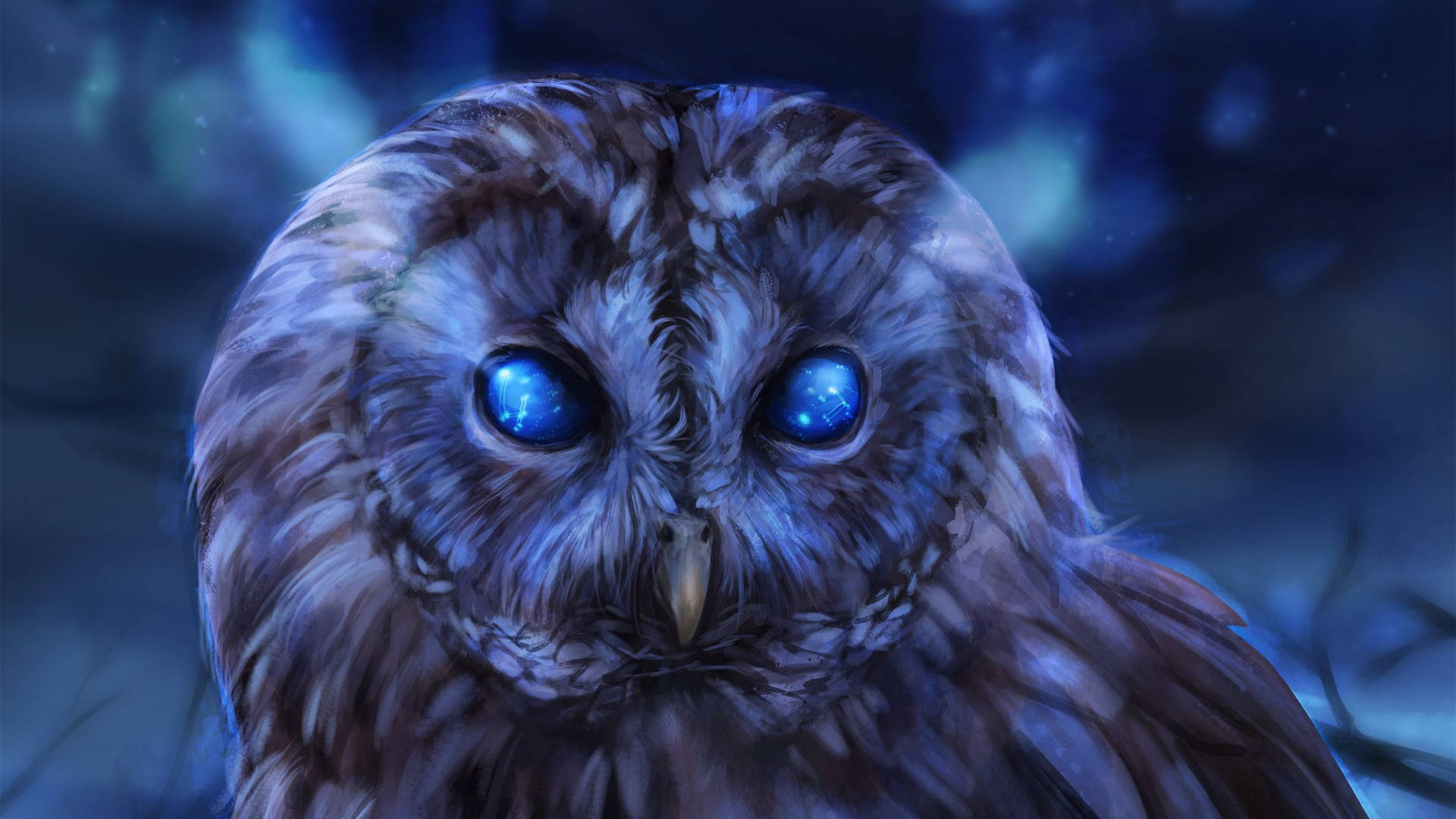 Blue Owl Magical Eyes Wallpaper