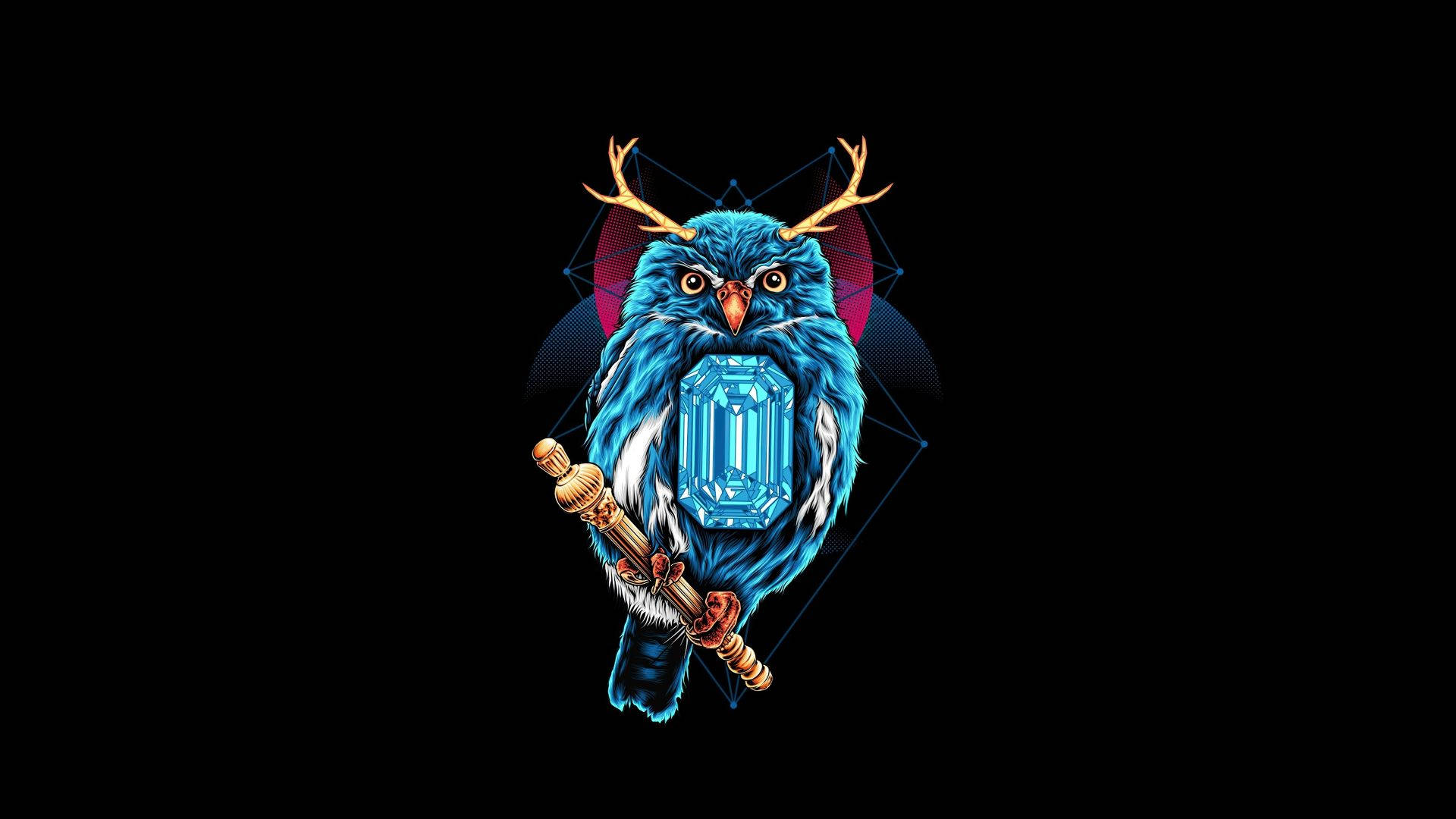 Blue Owl Vector Art Wallpaper