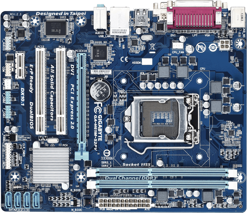 Blue P C Motherboard Socket1155 PNG