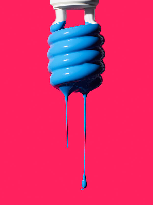 Blue Paint Drips On Pink Wallpaper