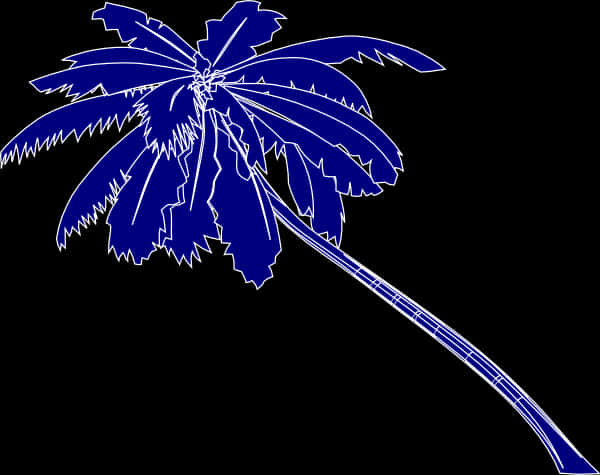 Blue Palm Silhouette Art PNG