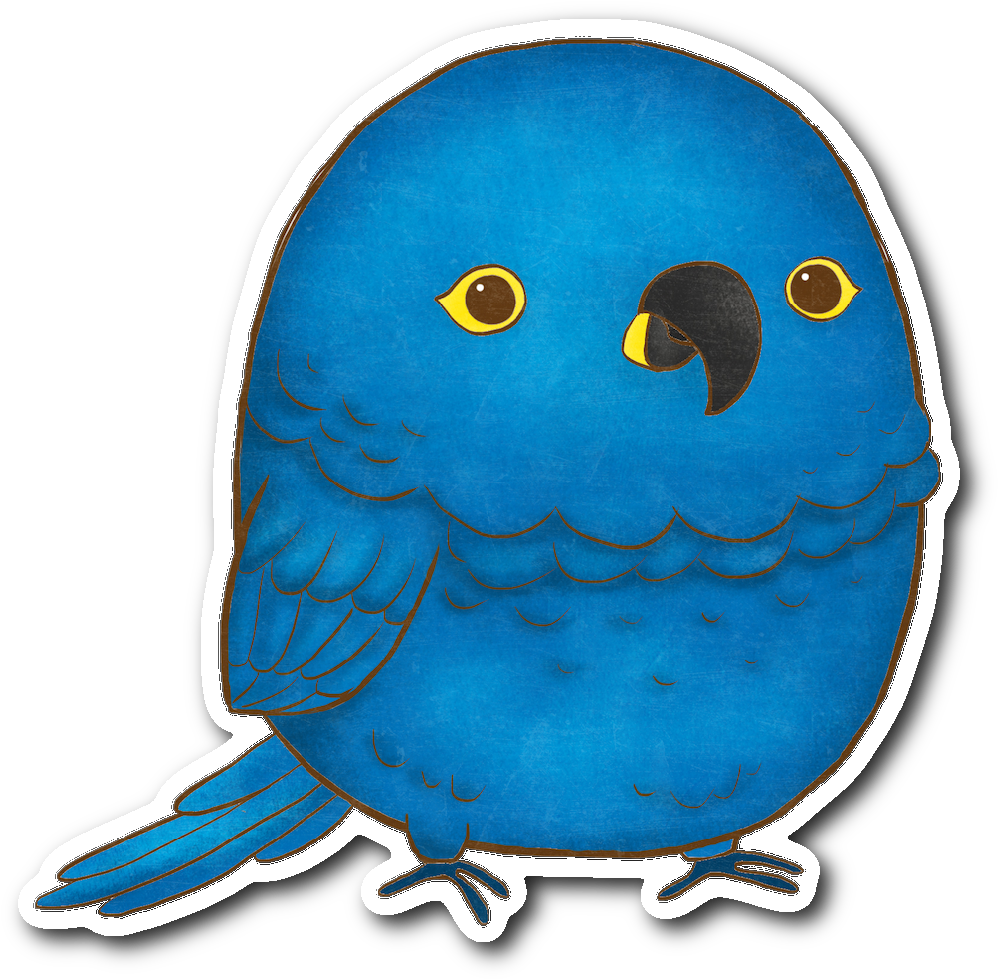 Blue Parrot Cartoon Illustration PNG