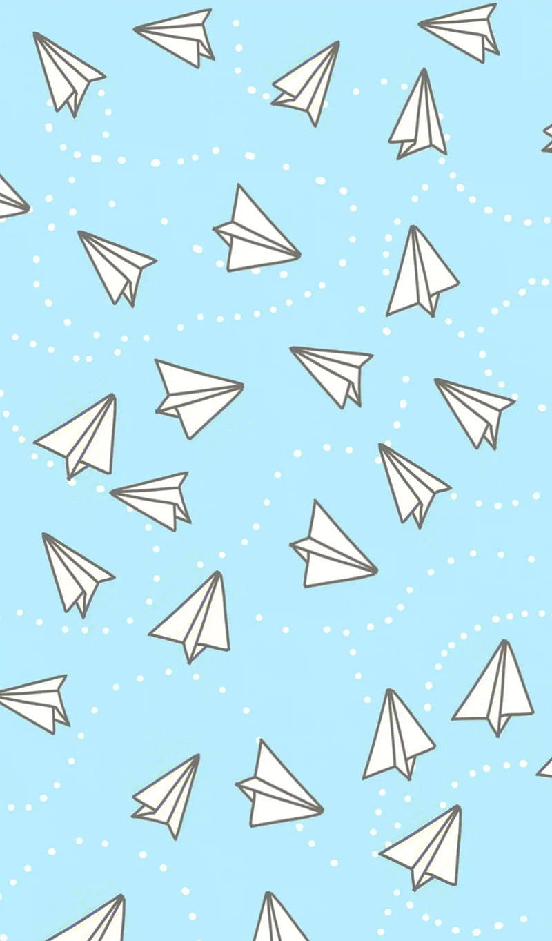 Blue Pastel Aesthetic Paper Airplanes Wallpaper