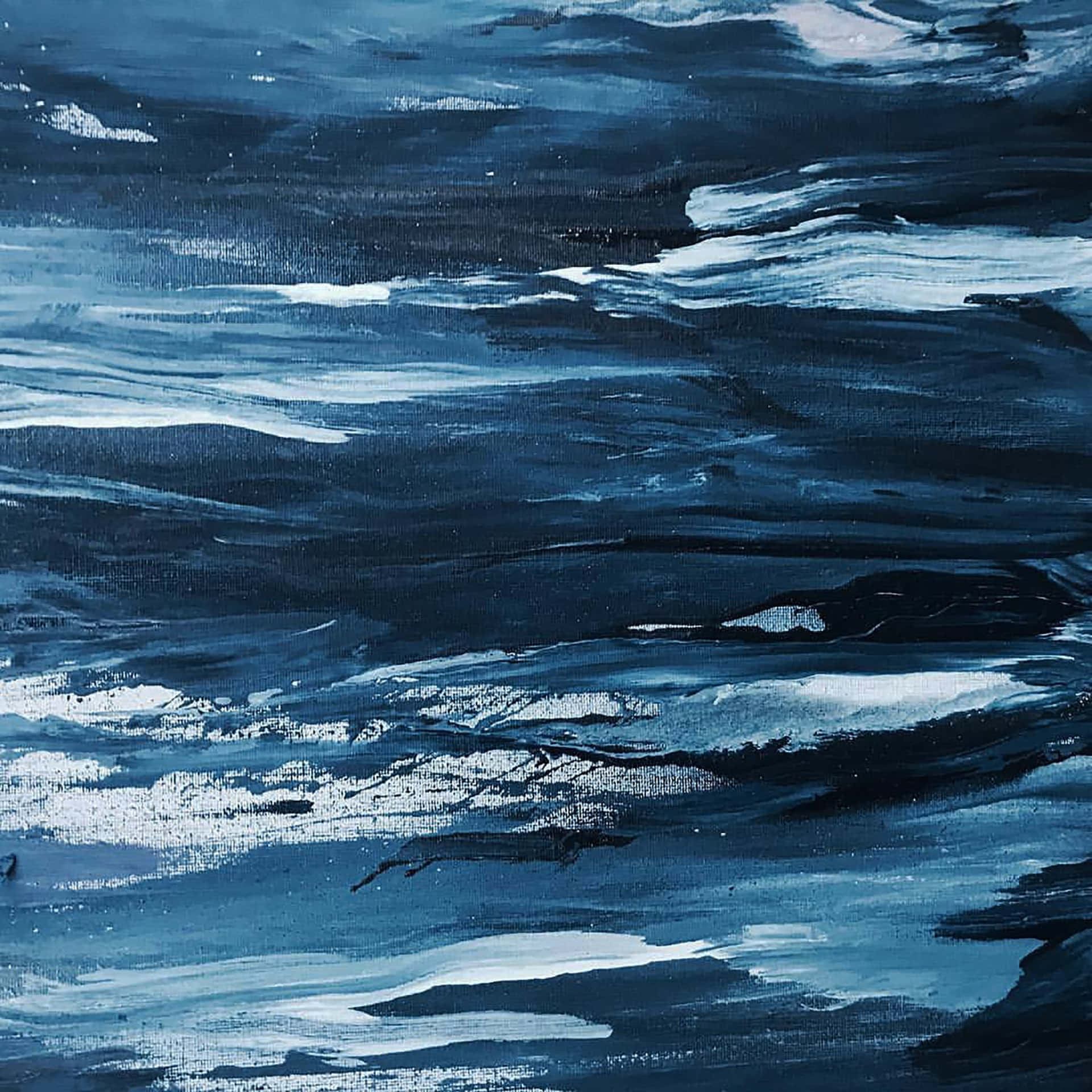 A Painting Of A Blue Ocean With White Waves