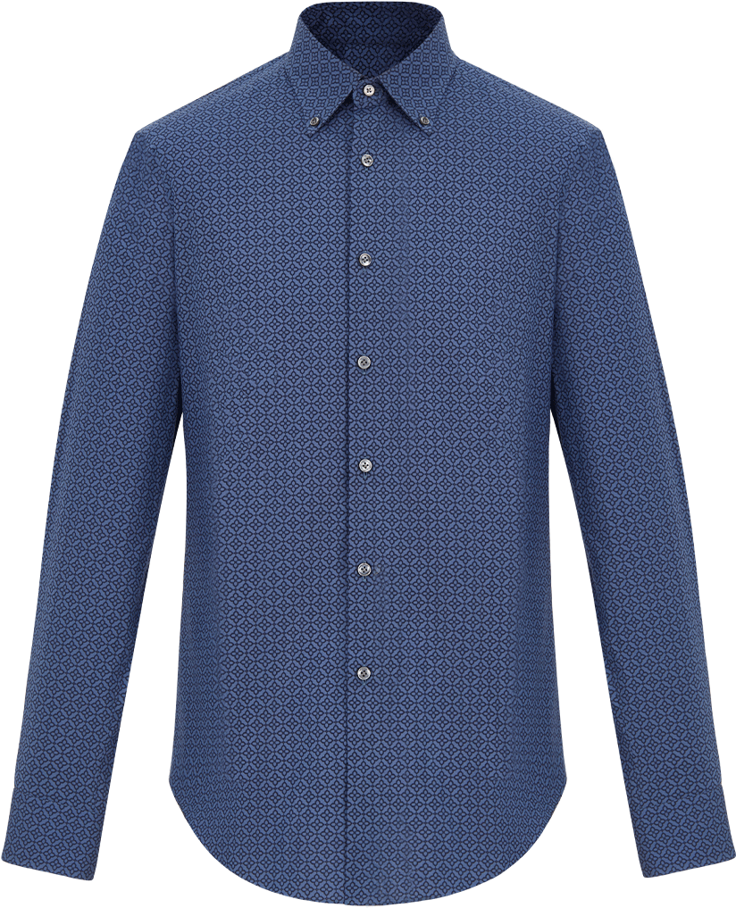 Blue Patterned Dress Shirt PNG