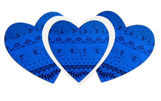 Blue Patterned Hearts Artwork PNG