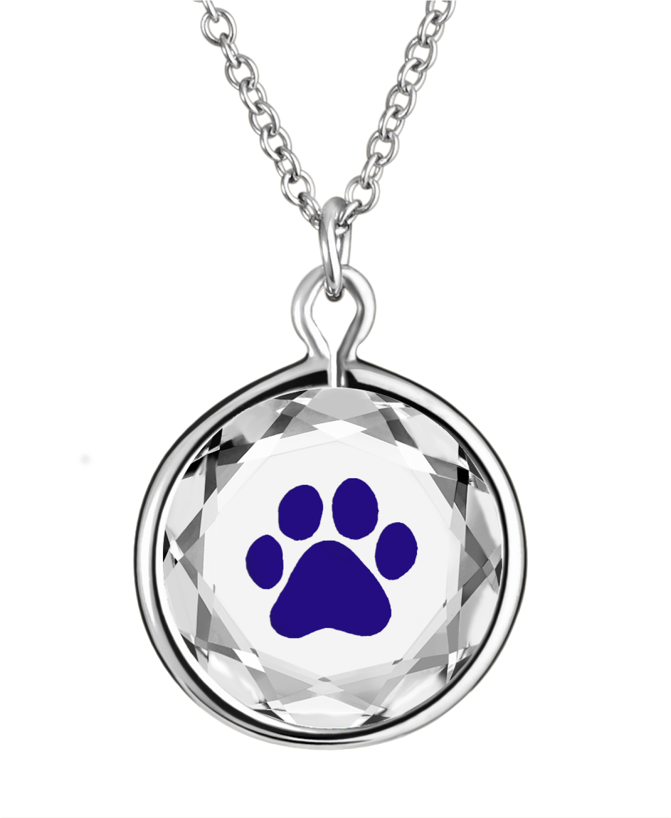 Blue Paw Pendant Necklace PNG